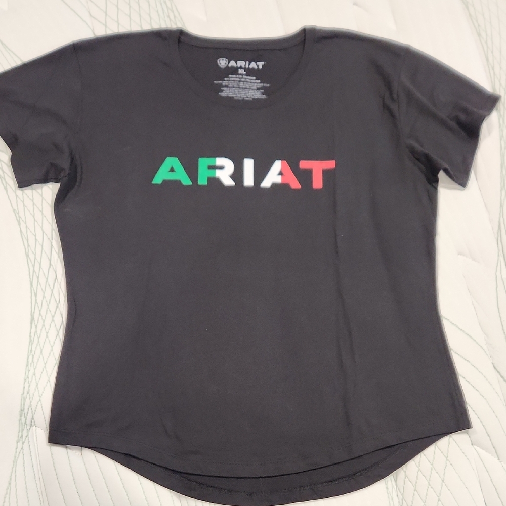 Ariat Black Tee with Tricolor Logo